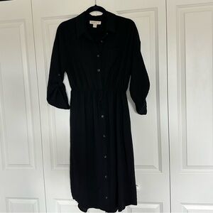 Monteau Black Button Up Shirt Dress